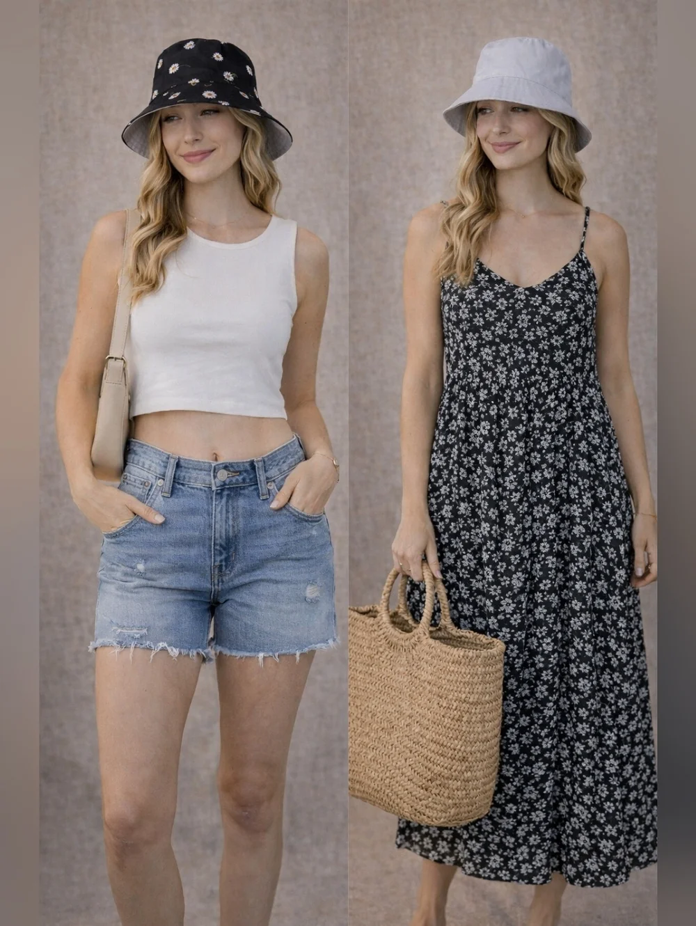 Alice + Olivia Reversible Bucket Hat Black Daisy Print & White NWT One Size